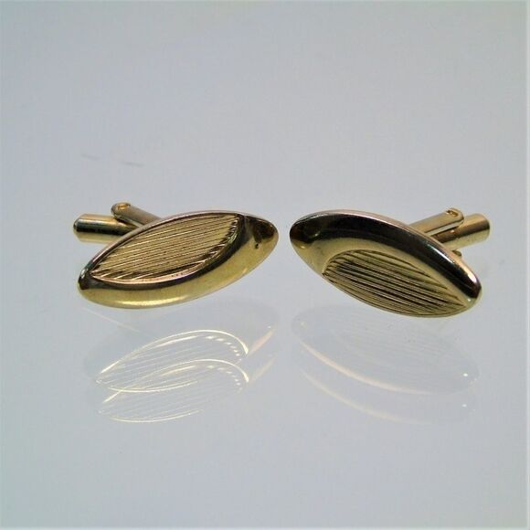 Mid Century Atomic Ellipse Cufflinks Gold Tone - Picture 3 of 6